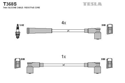 Fios de alta voltagem, kit T368S Tesla