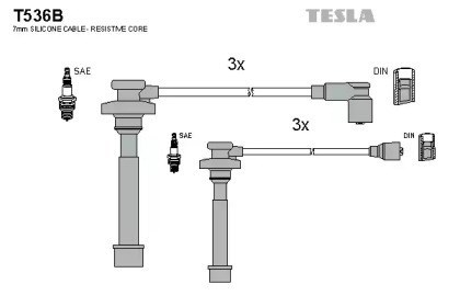 Fios de alta voltagem, kit T536B Tesla