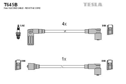 Fios de alta voltagem, kit T645B Tesla