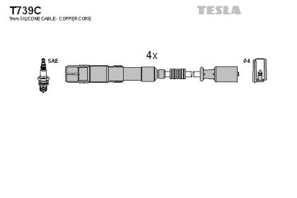 Conjunto de cabos de ignição T739C