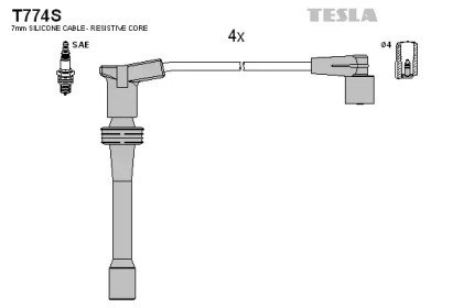 Fios de alta voltagem, kit T774S Tesla