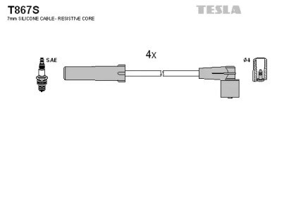 Fios de alta voltagem, kit T867S Tesla