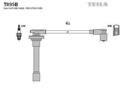 Fios de alta voltagem, kit T895B Tesla