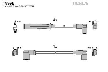 Fios de alta voltagem, kit T899B Tesla