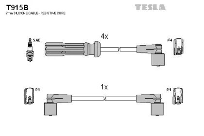 Fios de alta voltagem, kit T915B Tesla