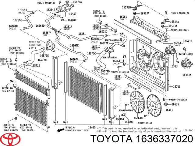 Мотор вентилятора системы охлаждения, левый 1636337020 TOYOTA