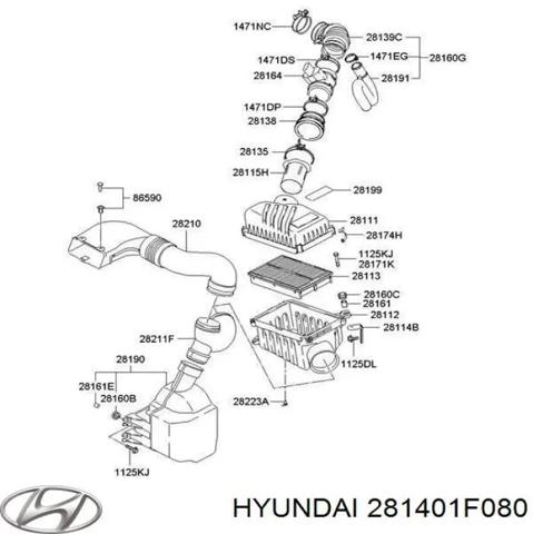 Патрубок воздушный, выход воздушного фильтра 281401F080 HYUNDAI