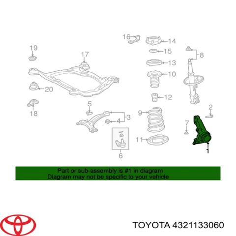 Цапфа (поворотный кулак) передний правый 4321133060 TOYOTA