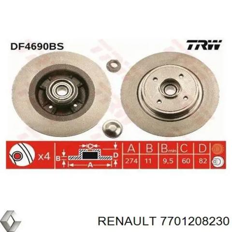 Задний дисковый тормоз 7701208230 RENAULT