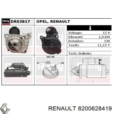 Стартер 8200628419 RENAULT