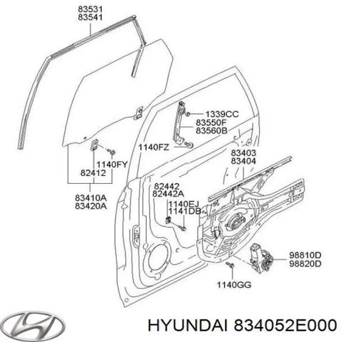 834052E000 HYUNDAI Механизм стеклоподъемника двери задней левой купить в Житомир