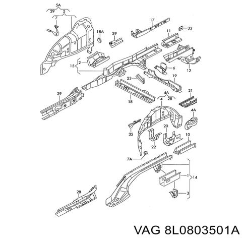 Четверть задняя левая 8L0803501A VAG