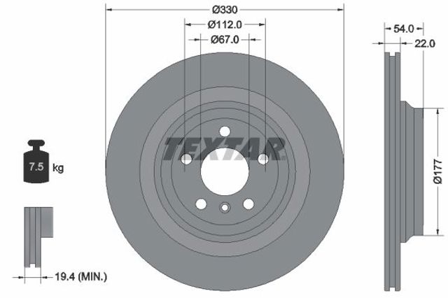 TEXTAR 92273505 Диск тормозной задний в наличии Черкассы