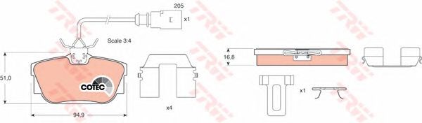 GDB1369 TRW Колодки тормозные задние дисковые купить в Чернигов