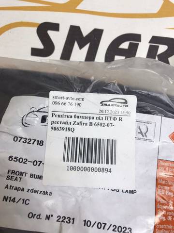 Решетка переднего бампера, правая 6502075063918Q 4MAX