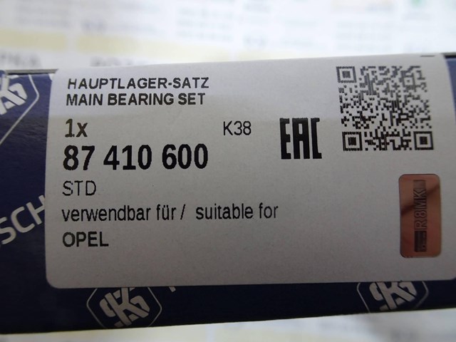 KOLBENSCHMIDT 87410600 Вкладыши коленвала коренные, комплект, стандарт (STD) в наличии Ровно