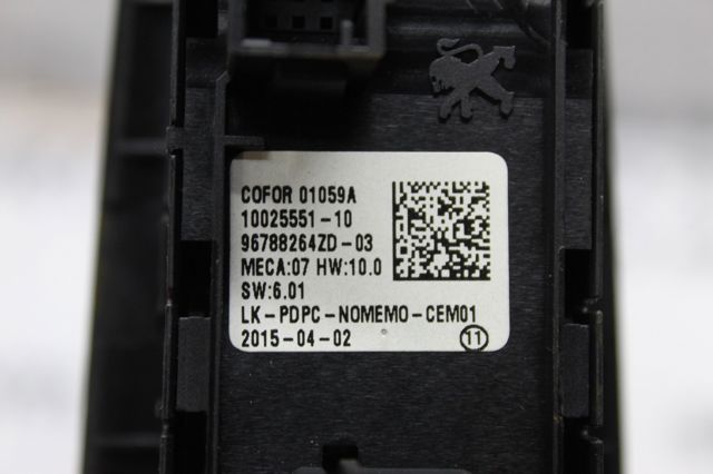 PEUGEOT 96788264ZD Кнопочный блок управления стеклоподъемником передний левый в наличии Павлоград