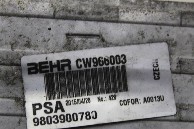 PEUGEOT 9803900780 Интеркулер в наличии Кривой Рог