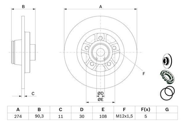BOSCH 0986479015 Диск тормозной задний в наличии Одесса