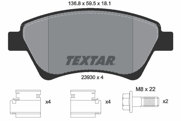 2393001 TEXTAR Колодки тормозные передние дисковые купить в Харьков