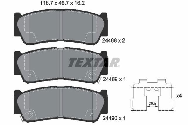 2448801 TEXTAR Колодки тормозные задние дисковые купить в Ужгород