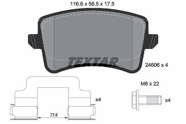 TEXTAR 2460601 Колодки тормозные задние дисковые в наличии Ровно