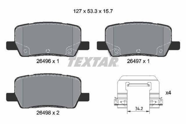 2649601 TEXTAR Колодки тормозные задние дисковые купить в Днепр