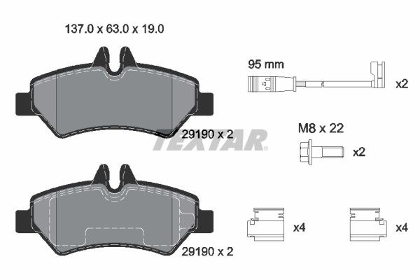 TEXTAR 2919001 Колодки тормозные задние дисковые в наличии Ровно