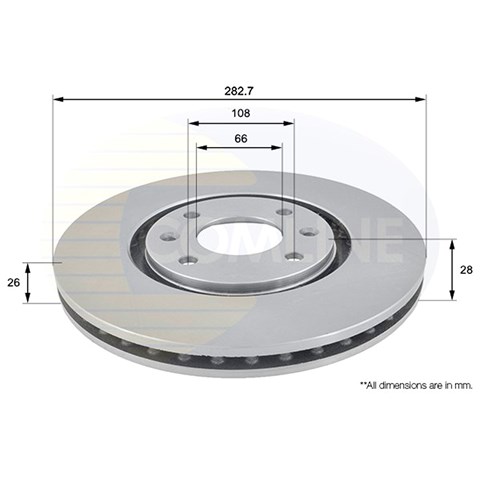 Adc1509v comline - диск гальмівний вентильований з покриттям ADC1509V