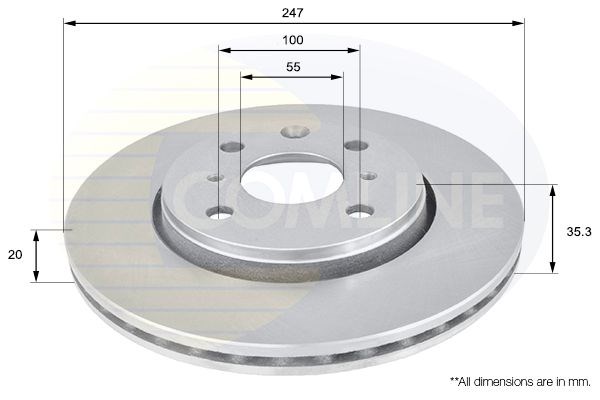 Adc1561v comline - диск гальмівний вентильований з покриттям ADC1561V