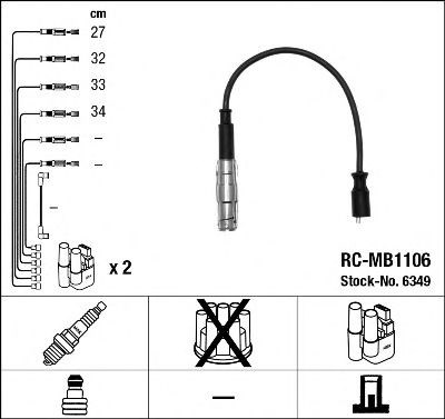 6349  (rc-mb1106)  ngk - комплект проводів запалювання RC-MB1106
