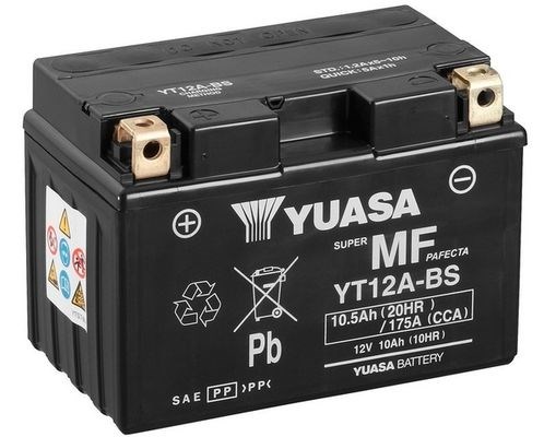 Мото yuasa 12v 10ah  mf vrla battery yt12a-bs(сухозаряжений) YT12A-BS