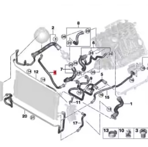 Патрубок системи охолодження 17127619687 BMW