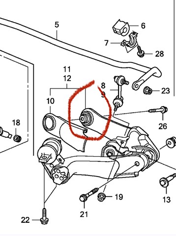 Рычаг/тяга задней подвески продольный нижний, левый 52371SWAA01 HONDA