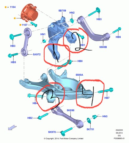 Цапфа - поворотный кулак задний, левый E1GZ5B759B FORD
