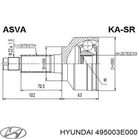 495003E000 HYUNDAI Левая полуось купить в Днепр