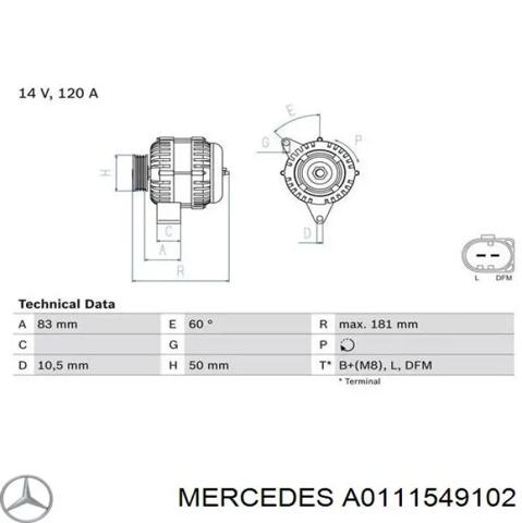 A0111549102 MERCEDES Генератор купить в Чернигов