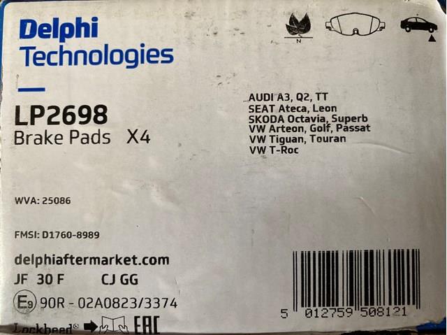 LP2698 DELPHI Колодки тормозные передние дисковые купить в Чернигов