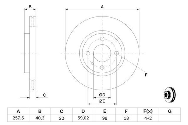 0986478639 BOSCH Диск тормозной передний купить в Каменское