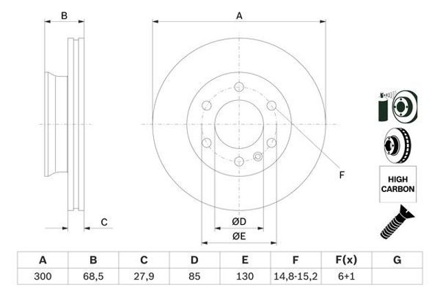0986479294 BOSCH Диск тормозной передний купить в Сумы