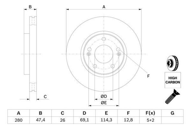 BOSCH 0986479368 Передние тормозные диски в наличии Харьков