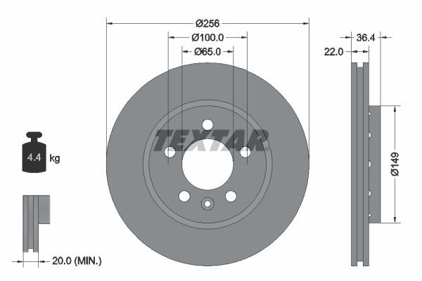 TEXTAR 92098603 Диск тормозной задний в наличии Черкассы