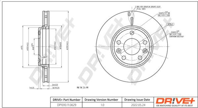 Диск тормозной передний DP1010110629 DR!VE+