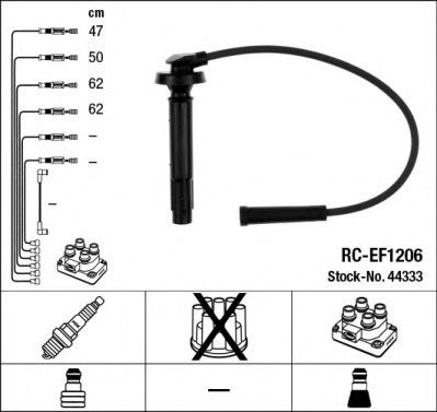 44333  (rc-ef1206)  ngk - комплект проводів запалювання RC-EF1206