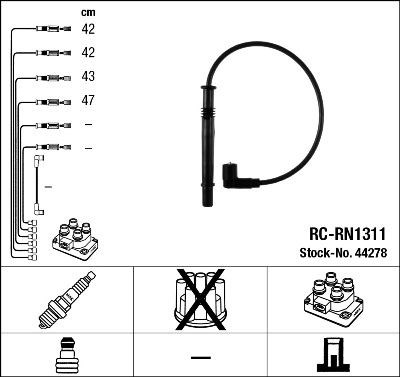 44278  (rc-rn1311)  ngk - комплект проводів запалювання RC-RN1311