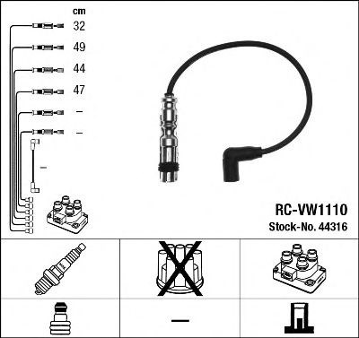 44316  (rc-vw1110)  ngk - комплект проводів запалювання RC-VW1110