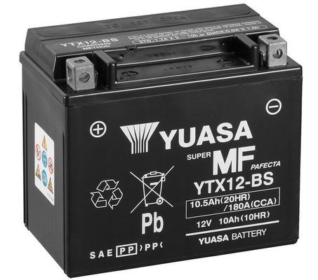 Мото yuasa 12v 10,5ah  mf vrla battery ytx12-bs(сухозаряжений) YTX12-BS