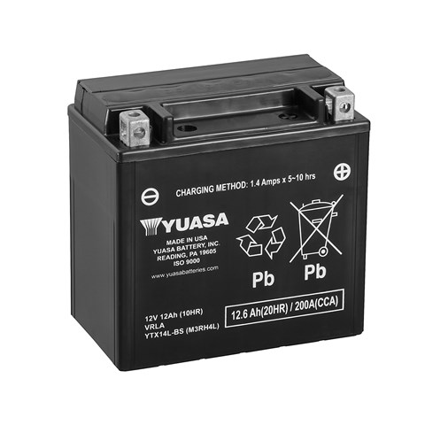 Мото yuasa 12v 12,6ah  mf vrla battery agm ytx14l-bs(сухозаряжений)