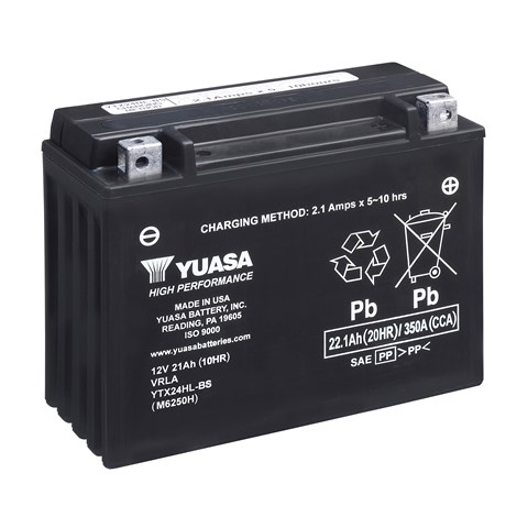 Мото yuasa 12v 22,1ah high performance mf vrla battery ytx24hl-bs(сухозаряжений) YTX24HL-BS