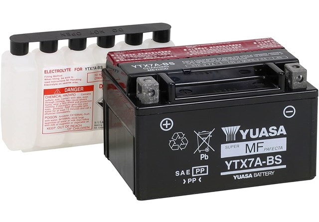 Мото yuasa 12v 6ah mf vrla battery agm ytx7a-bs(сухозаряжений)